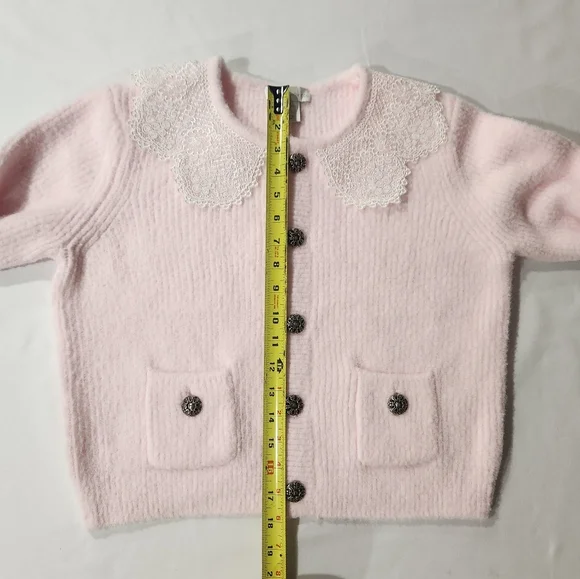 House Of Harlow 1960 Soft Pink Cardigan With Lace Collar - Picture 7 of 16